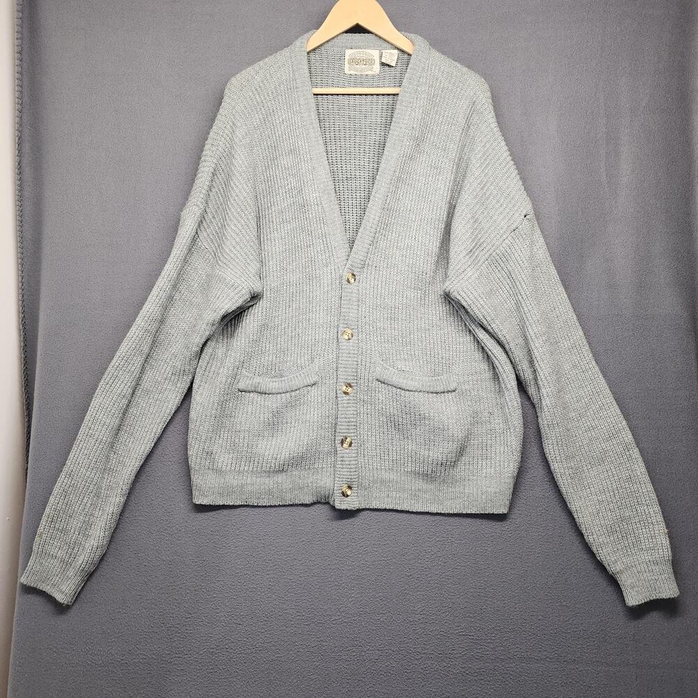 Vintage Saugatuck Drygoods Cardigan Sweater Mens XL Gray Button Front 90s